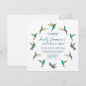 Turquoise kolibries Verjaardagsuitnodiging Kaart (Voorkant / Achterkant)