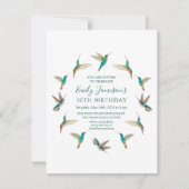 Turquoise kolibries Verjaardagsuitnodiging Notitiekaartje (Voorkant)