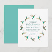 Turquoise kolibries Verjaardagsuitnodiging Notitiekaartje (Voorkant / Achterkant)