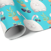 Turquoise konijntje kleurrijke Waterverf Cadeaupapier (Rol Hoek)