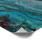 Turquoise Koper Vloeibare Marmeren Acryl Kunst Abs Poster (Hoek)