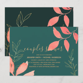 Turquoise Koraal Goud COUPLES BRUIILOFT Handgeschr Kaart