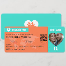 Turquoise & Koraal Instapass Trouwkaart Kaart