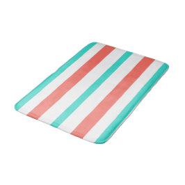 Turquoise Koraal Witte Zomer Strepen Badmat