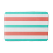 Turquoise Koraal Witte Zomer Strepen Badmat (Voorkant)