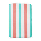 Turquoise Koraal Witte Zomer Strepen Badmat (Voorkant Verticaal)