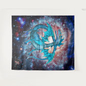 Turquoise Kosmische Draak Wandkleed (Voorkant (horizontaal))