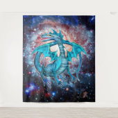 Turquoise Kosmische Draak Wandkleed (Voorkant)