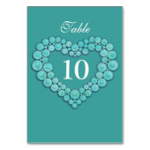 Turquoise krads hart 11th bruiloft tabblad kaart (Achterkant)