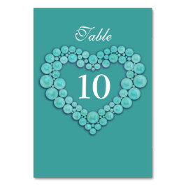 Turquoise krads hart 11th bruiloft tabblad kaart