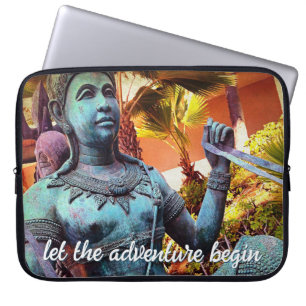 Turquoise krijger standbeeld foto laat avontuur be laptop sleeve