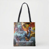 Turquoise krijger standbeeld foto laat avontuur be tote bag (Voorkant)