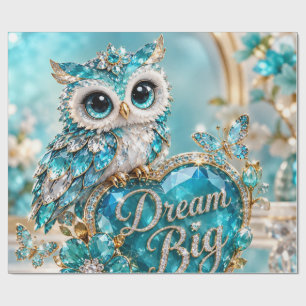 Turquoise Kristal Uil Droombestaan Luxe Design Cadeaupapier