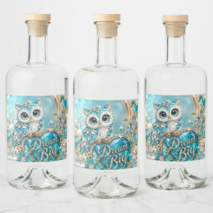 Turquoise Kristal Uil Droombestaan Luxe Design Likeurfles Etiket