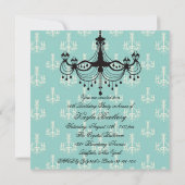 Turquoise Kroonluchter Sweet 16 Feest Kaart (Achterkant)