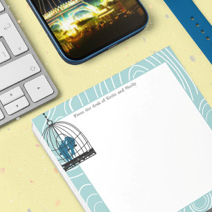 Turquoise Kussende Liefdesvogels Scrapbookpagina o Notitieblok