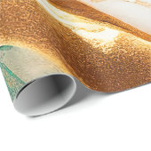 Turquoise kust Abstracte vloeiende kunst Cadeaupapier (Rol Hoek)