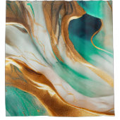 Turquoise kust Abstracte vloeiende kunst Douchegordijn (Voorkant)