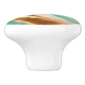 Turquoise kust Abstracte vloeiende kunst Keramische Knop (Zijkant)