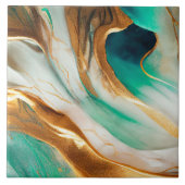 Turquoise kust Abstracte vloeiende kunst Tegeltje (Voorkant)