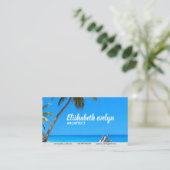 Turquoise Kust: Palmen & Verweerd Hout Visitekaartje (Staand voorkant)