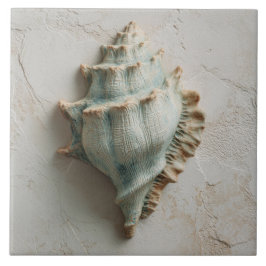 Turquoise Kustschelp Kunst Tegeltje
