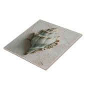 Turquoise Kustschelp Kunst Tegeltje (Zijkant)