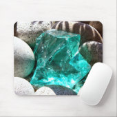 Turquoise kwarts en grijsstenen natuur foto muismat (Met muis)