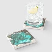 Turquoise kwarts kristal grijs steen rock mineraal stenen onderzetter (Zijkant)