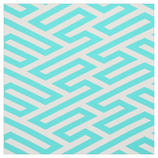 Turquoise Labyrinth Maze Geometric Stof (Swatch)