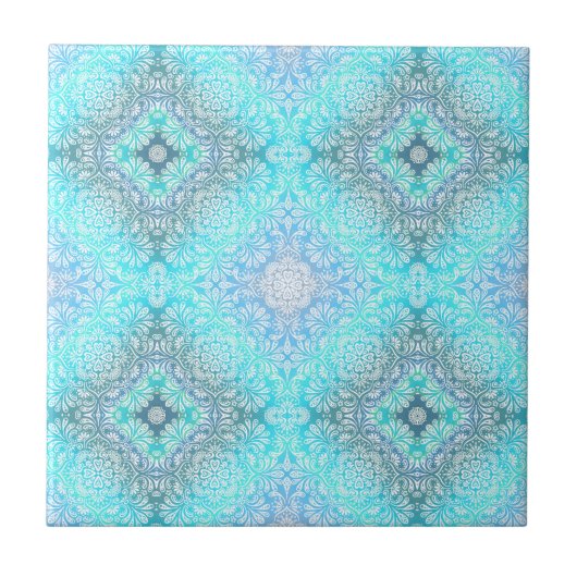 Turquoise Lace Mandala Tegeltje (Voorkant)
