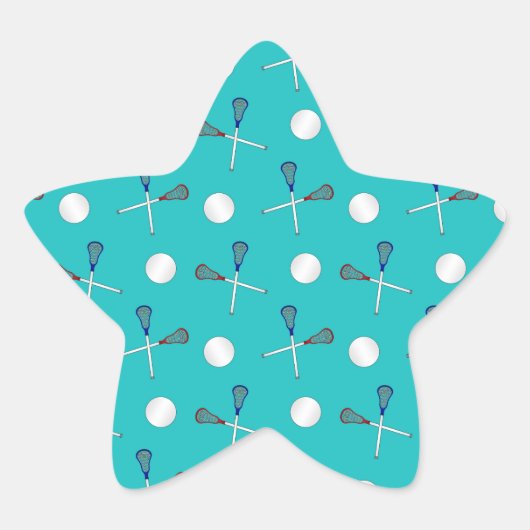 Turquoise lacrosse patroon ster sticker (Voorkant)