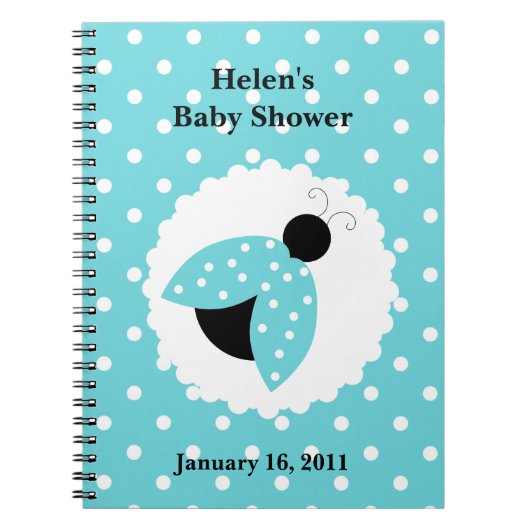 Turquoise Ladybug Baby shower Notitieboek (Voorkant)
