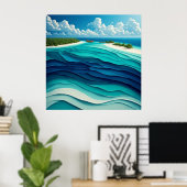 Turquoise Lagune Abstract 🌊 Poster (Thuiskantoor)