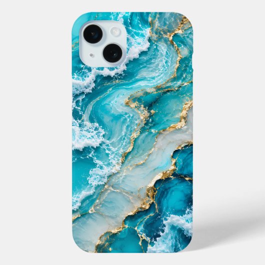 Turquoise Lagune Golven Abstract Case-Mate iPhone Case (Achterkant)