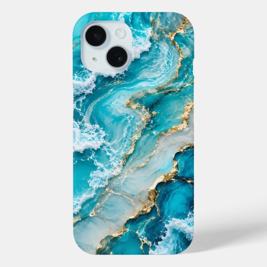 Turquoise Lagune Golven Abstract Case-Mate iPhone Case (Achterkant)