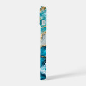 Turquoise Lagune Golven Abstract iPhone 15 Case (Linkerkant)