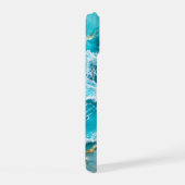 Turquoise Lagune Golven Abstract iPhone 15 Case (Rechterkant)