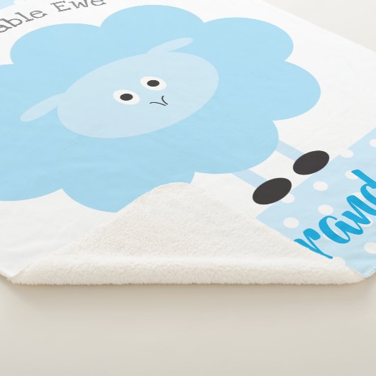 Turquoise Lamb Baby Boy Schattig Ewe Script Naam Sherpa Deken (3/4)