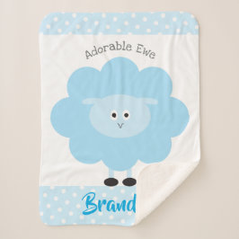 Turquoise Lamb Baby Boy Schattig Ewe Script Naam Sherpa Deken
