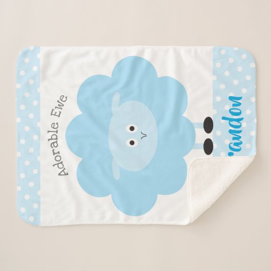 Turquoise Lamb Baby Boy Schattig Ewe Script Naam Sherpa Deken (Voorkant (horizontaal))
