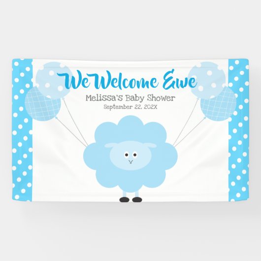 Turquoise Lamb Balloon Boy Baby shower Schattige K Spandoek (Horizontaal)