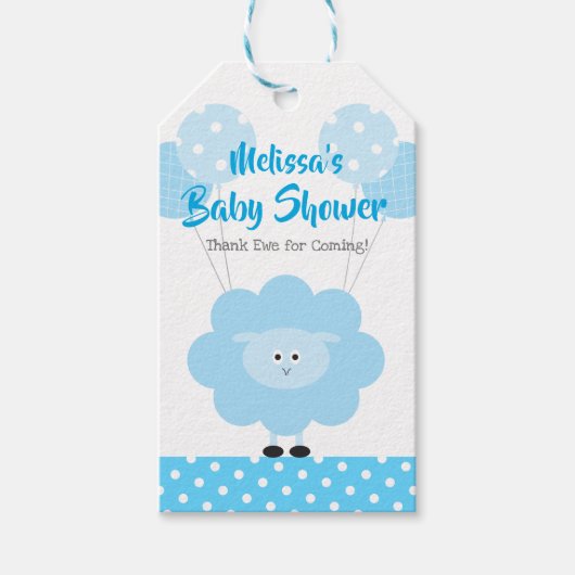 Turquoise Lamb Boy Baby shower Schattige Modern Ka Cadeaulabel (Voorkant)