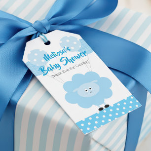 Turquoise Lamb Boy Baby shower Schattige Modern Ka Cadeaulabel