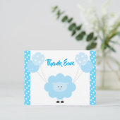 Turquoise Lamb Boy Baby shower Schattige vet Dank  Briefkaart (Staand voorkant)