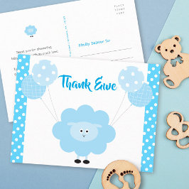 Turquoise Lamb Boy Baby shower Schattige vet Dank Briefkaart