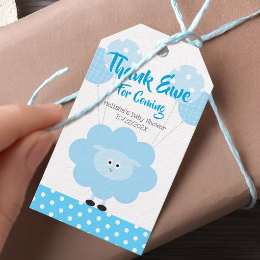 Turquoise Lamb Boy Bedankt Baby shower Schattige Cadeaulabel