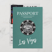 Turquoise Las Vegas Passport Bewaar de datum Save The Date (Voorkant / Achterkant)