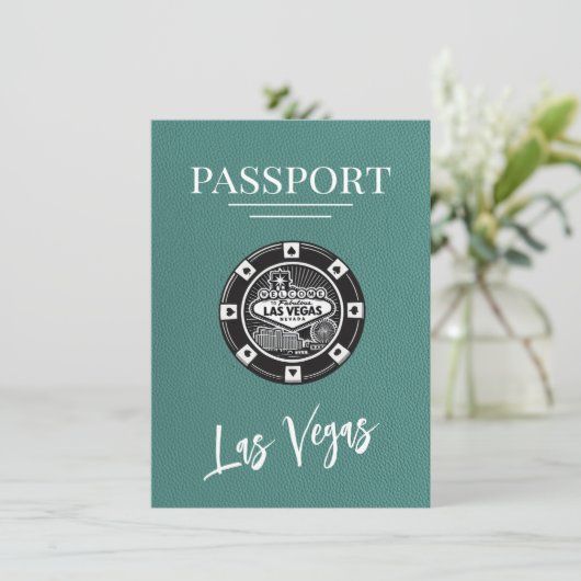 Turquoise Las Vegas Passport Bewaar de datum Save The Date (Staand voorkant)