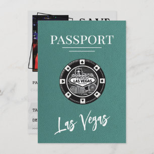 Turquoise Las Vegas Passport Bewaar de datum Save The Date